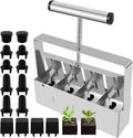 Dxcaicc Soil Blocker Stainless Steel Auxiliary Planter with 3 Accessories to Quickly Make A Set of 4 * 5Cm Soil Blocks