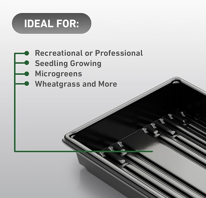 10x20 Inch Black Plastic 10 Pack Plant Propagation Tray – Growing Trays for Garden Planting Seedling Soil &amp Hydroponic Horticulture - Microgreen Trays Grow Plants - No Drain Holes