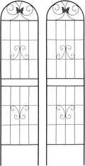 2-Pack Rustproof Metal Garden Trellis (86.7 x 19.7 or 71 x 19.7) | Tall or Compact Design | Easy Assembly for Climbing Plants Privacy Screens or Garden Decor (Black L19.7''x H86.7'')