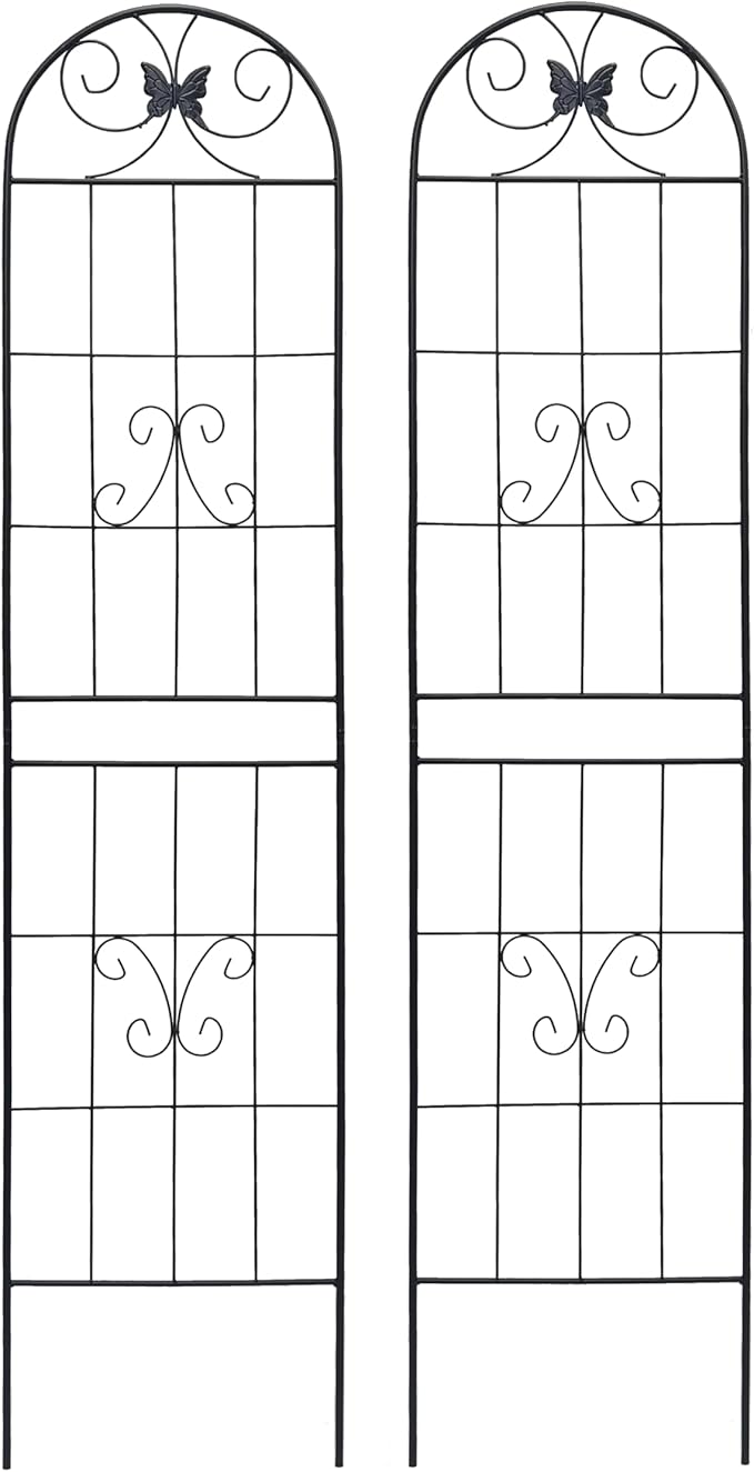 2-Pack Rustproof Metal Garden Trellis (86.7 x 19.7 or 71 x 19.7) | Tall or Compact Design | Easy Assembly for Climbing Plants Privacy Screens or Garden Decor (Black L19.7''x H86.7'')
