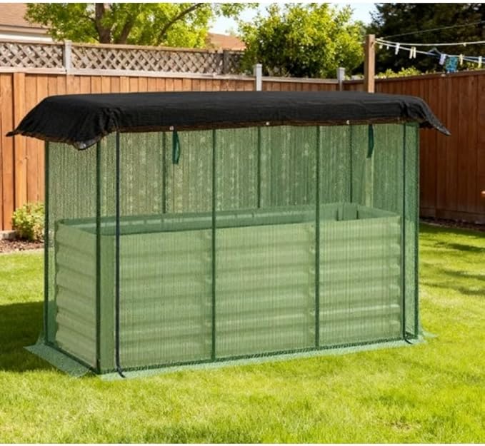 Heavy-Duty Galvanized Steel Raised Garden Bed Kit with Assembly Tools Sturdy Planter Box for Vegetables Flowers and Herbs (Beige + HDPE + Steel-1)