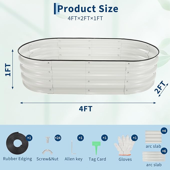 4X2x1Ft (2 Pack) Galvanized Raised Garden Bed-Open Base Metal Planter Box for Outdoor Vegetables Flowers &amp Herbs Steel Garden Raised Bed Kits