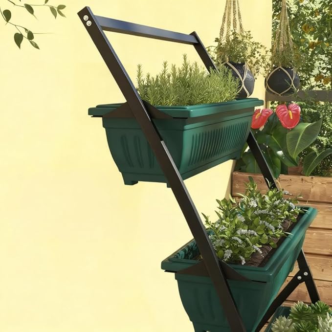 Plant Stand Grow Container4 Tier Vertical Raised Garden Planter with 4 Boxesfor Vegetable Flowers