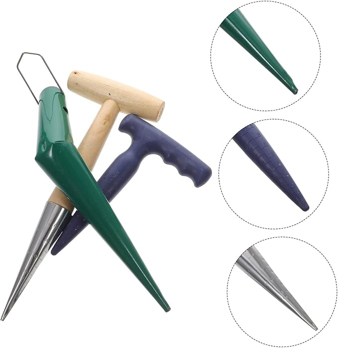 1set Garden Dibber Tool Ergonomic Hand Planter with Handle Soil Puncher for Easy Hole Digging for Planting Nurseries Gardens and Potted Plants