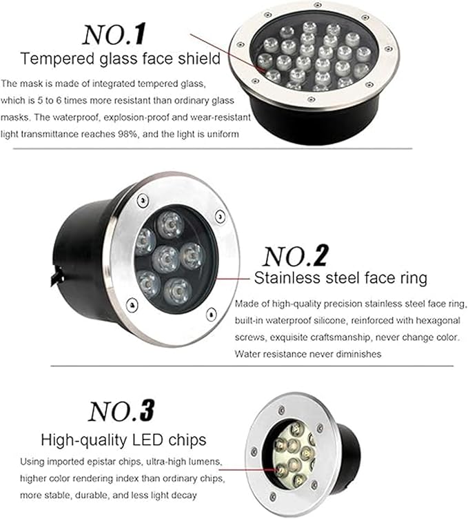 Ground Landscape Lights - Outdoor Buried Lights AC85-265V Outdoor Recessed Spot Light IP66 Waterproof Underground Light LED for Garden Pathway Patio Step Deck(Red6W)