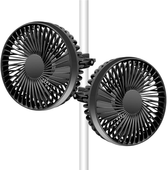 Grow Tent Fan 5in Two Fans for Greenhouse Plant All Direction Ventilation Circulation Instead of Oscillating Can Work with Timer and Thermostat 3 Speeds IP54 Waterproof 8ft Cord Power Adapter