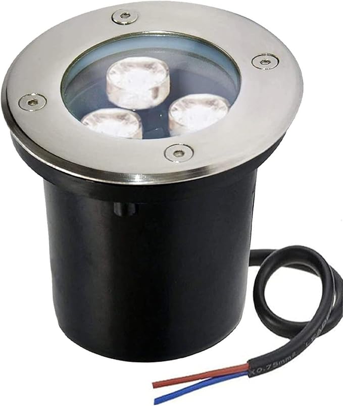3W RGB LED Underground Light - IP65 Waterproof Recessed Spotlight for Garden Pathway Aluminum Tempered Glass (Green &amp Red 12V)