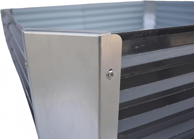 4ft x 4ft Galvanized Raised Garden Bed Horticultural Planting Box Metal Planter Boxes Outdoor Suitable for Plants Flowers Vegetables Herbs Fruits Dark Grey