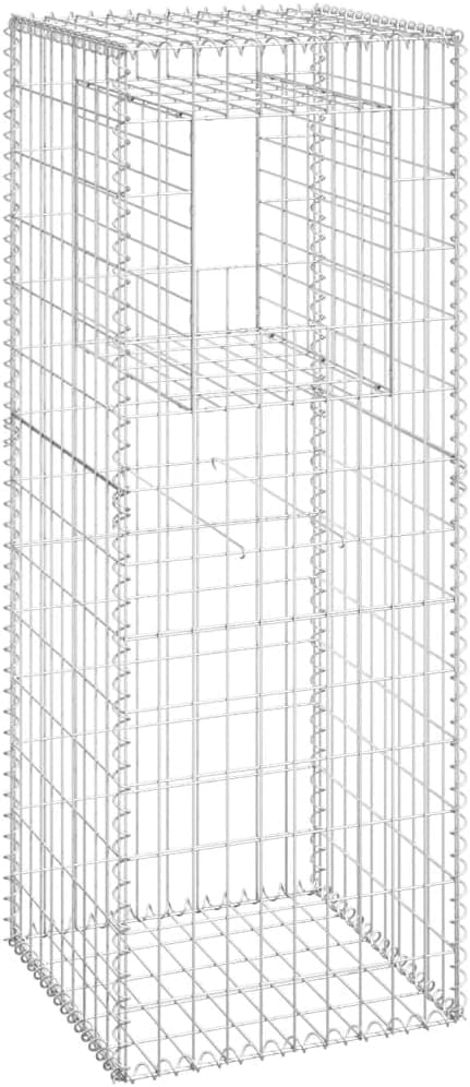 Set of 2 Gabion Basket Post Galvanized Steel Planter Raised BedGabion Raised Bed to Fill with Rocks or Gravel 19.7x19.7x55.1 Iron