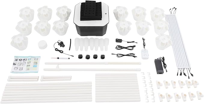 70-Pod Hydroponic Growing System with 8 Full-Spectrum LED Grow Lights 14-Tier Vertical Indoor Garden Tower Mobile Self-Watering Planter for Herbs Vegetables (White)