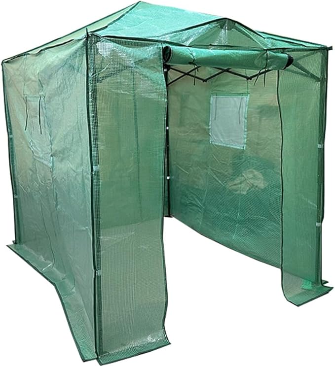 Garden Winds Custom Fit Replacement Cover Compatible with The Crown Shades GHPE48GR00 8’ x 6’ Portable Walk in Instant Pop Up Greenhouse Zipper Entry Doors Mesh Side Windows - PE Fabric - Green