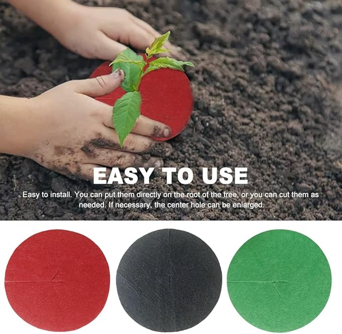 20pcs Cover Weed Control Indoor Mat Multifunctional Tree Mulch Ring Non Woven Fabric for Outdoor Degradable Reusable Root Protection (Color : Green)