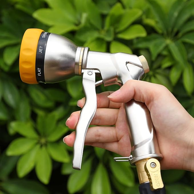 FANHAO Garden Hose Nozzle Sprayer 100% Heavy Duty Metal Water Hose Sprayer with 7 Spray Patterns High Pressure Spray Nozzle for Watering Plants &amp Lawns Washing Cars &amp Pets