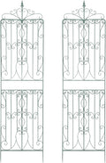 2 Pack Metal Garden Trellis Panel 93 H x 26 W Outdoor Decorative Flower Arched Fence Trellis for Climbing Plants Patio Wall Panel Climbing Rose Support for Yard Lawn (Green)