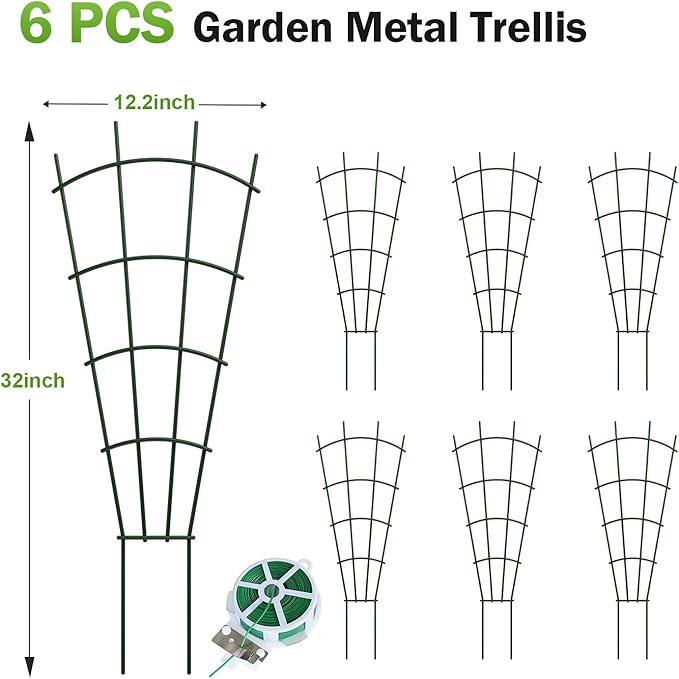 6-Pack Metal Trellis for Potted Plants 32 Heavy Duty Garden Trellis for Climbing Plants Rustproof Powder Coated Indoor/Outdoor Trellis for Climbing Vines Flowers Houseplants
