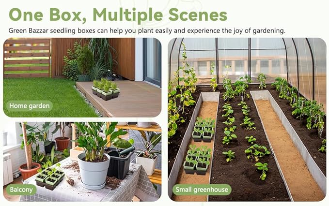 Side-Open Seed Starter Tray 4-Pack 24 Cells Modular Design with Detachable Plant Cells Extra-Large 2.36x2.28 Cells Reusable Seed Germination Kit for Indoor &amp Outdoor Gardening