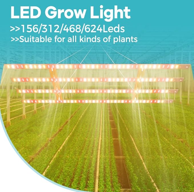 1500W LED Plant Growing Lights-624 LEDs Suitable Bright for Planting Greenhouses &amp Heavy-Feeding Crops Grows. UV/IR Best for Small Hydroponic FarmsCucumber Plant Factory Growth AC100-277V US P