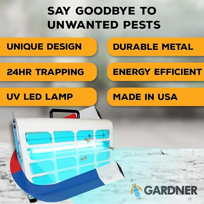 Gardner ATMX-30 Indoor Fly Trap for Restaurants Garages Commercial &amp Industrial Use - Portable Insect Control for Capturing Flies Moths Gnats Mosquitos and Other Flying Insects - Made in USA