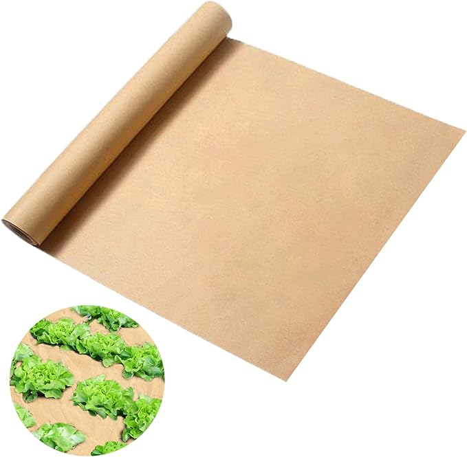 2 x 50 Feet Biodegradable Paper Weed Barrier Biodegradable Landscape Fabric Garden Bed Grass Control Barrier Weed Blocker Paper for Garden Outdoor Lawn (2 x50 ft)