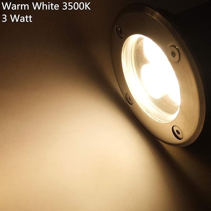 4 Pack LED Landscape Lights - 3W Low Voltage Ground Well Light DC 12V/24V Pathway Lights 300LM Warm White 3500K Water-Resistant LED Outdoor Spotlights for DrivewayYellow-24v(3w)