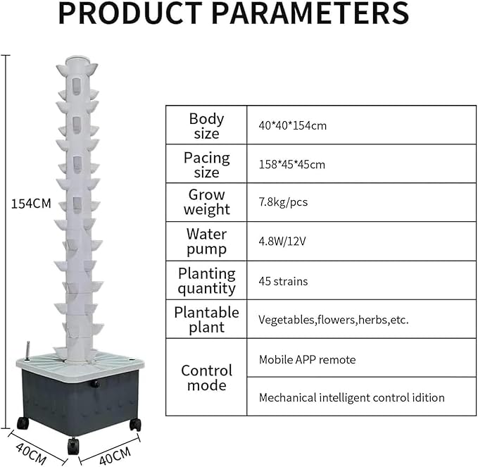 45 -Pot Hydroponic Tower Game Aquaponic Cultivation