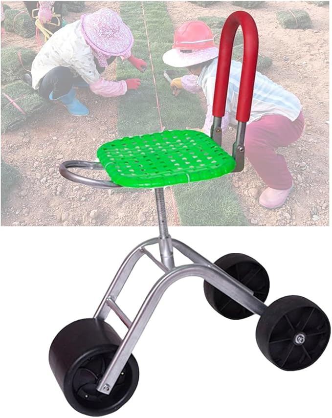 360° Swivel Rolling Gardens Cart with SeatFoldable Garden Scooter for Outdoor Lawn Yard Planting(Green)