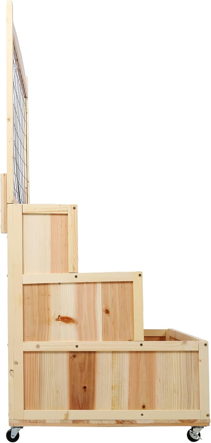 3-Tier Raised Garden Bed with Trellis &amp Wheels – 53 H Vertical Wooden Planter Box for Flowers Vegetables Herbs -Includes Storage Back Panel