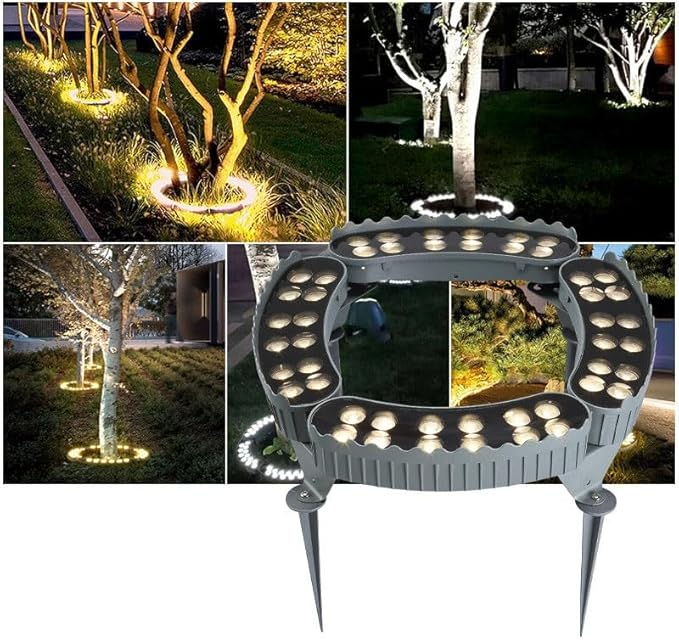 Tree Hugging Lights AC220V LED Ring Tree Spotlights IP65 Waterproof Outdoor Lighting Garden Courtyard Colored Landscape Lamp(B-Purple1PCS(12W))