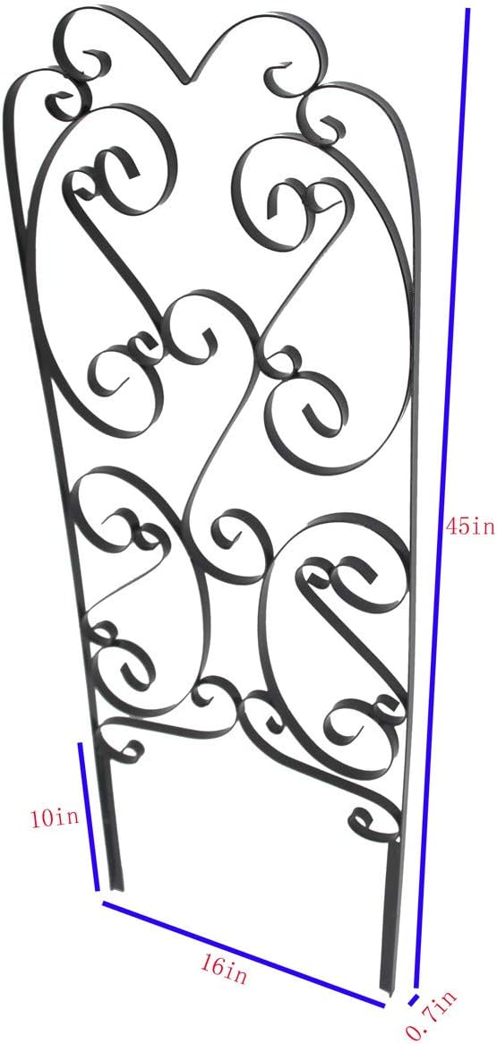 2 Pack Garden Trellis for Climbing Plants 45 x 16 Sturdy Black Metal Trellis for Plants Support Lattice Metal Trellises for Climbing Rose Vine Flower Cucumber Clematis 10026-2PK-NEW-NF
