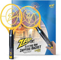 ZAP IT! Rechargeable Electric Fly Swatter Racket - 4000-Volt Mosquito Zapper with USB Charging and LED Light - Large - Safe 3-Layer Mesh Bug Zapper Racquet for Indoors and Outdoors - Yellow