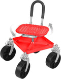 Height Adjustable Gardening Stool with Tool Tray - 360° Swivel Rolling Seat for Seniors 300lbs Capacity Kneeling Bench &amp Garden Cart (Adjustable 18-22)