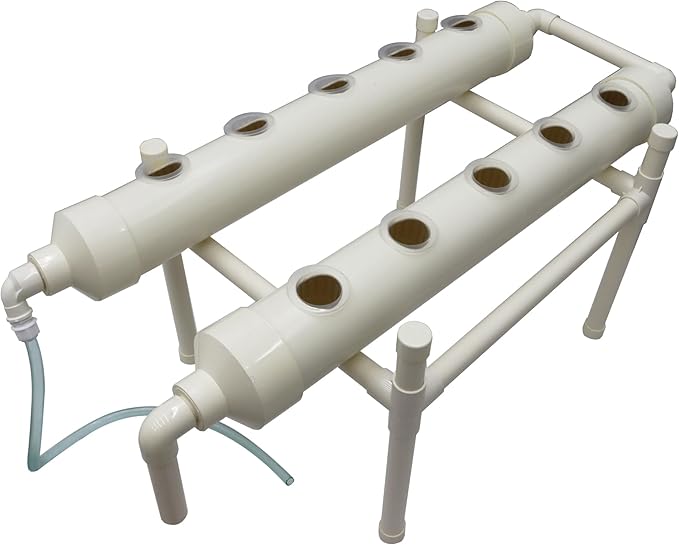 Hydroponic Growing System 10 Plant Site Hydroponics Gardening Grow Single Layer 2 Pipes Planting System with Water PumpPlanting Sponge and Hose for Vegetable Cultivation