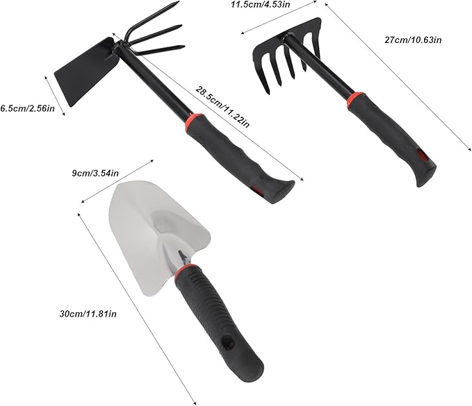 FLEXMAN 3Pcs Gardening Tool Set Portable Garden Hand Tools Heavy Gardening Kit Gardening Hand Tools Gardening Tools for Outdoor Activities and Small Gardens