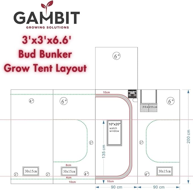 Bud Bunker 3x3 Grow Tent Thickest 25mm/1-Inch Poles Heavy-Duty 2000D Diamond Mylar Canvas 36x36x80 (3x3)