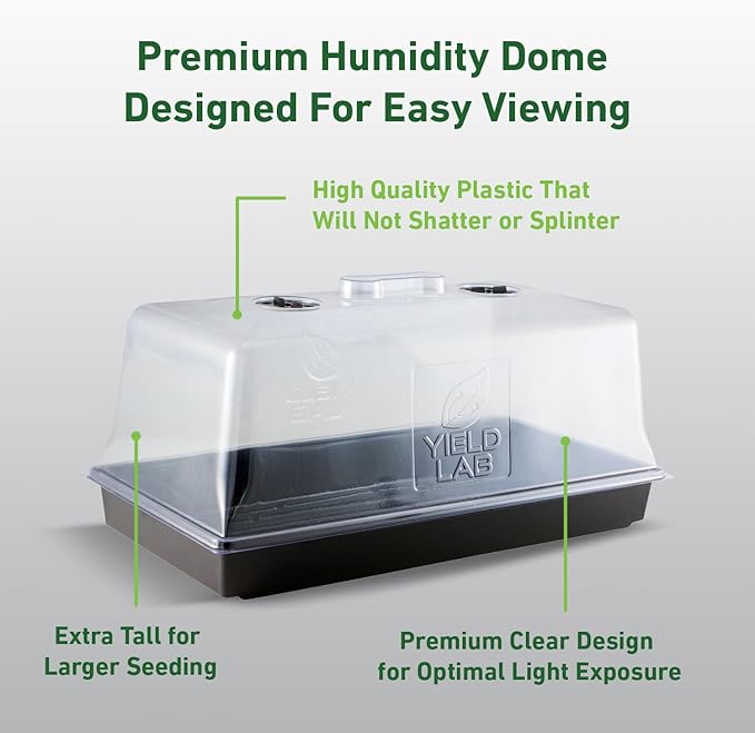 10x20 Humidity Dome with Plant Propagation Trays – 1 Pack - Clone Tray with Humidity Dome for Gardening Seedling Microgreens Germination Cloning Soil and Hydroponic Horticulture