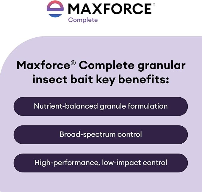 Maxforce Complete Granular Insect Bait 4 lb | for Indoor and Outdoor Perimeter Use | Delayed Kill for Colony Control | Effective Against Ants Roaches Silverfish Earwigs and Other Crawling Insects