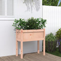 Natural Douglas Wood Garden Planter 27.6x12.2x27.6 Inch Rustic Outdoor Raised Bed for Flowers Herbs Vegetables Durable Untreated Finish