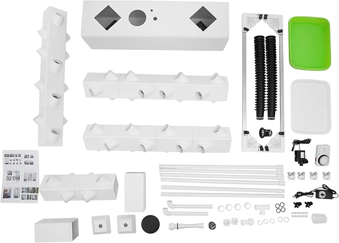 56-Plants Vertical Gardening Stackable Planter Hydroponic Growing Kit Hydroponics Growing System Stackable Herb Vegetable Planters for Balconies Kitchens Offices.