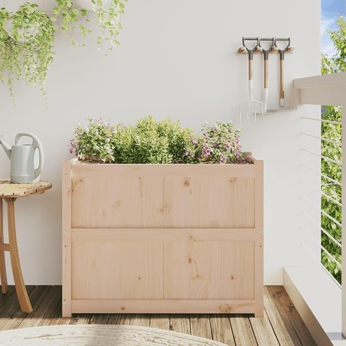 Wooden Raised Garden Bed Garden Planter Box Outdoor Wood Raised Garden Bed for Planting Plants Vegetables 35.4x19.7x27.6 Solid Wood Pine-243