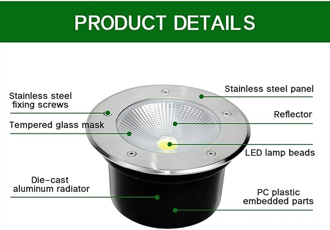 Outdoor Buried Lights - LED Landscape Lamps AC85-265V Round COB Recessed Ground Spotlight Spotlight Led Beam Light for Outdoor Garden Lawn Deck Lighting(Warm Light40W(AC85-265V))