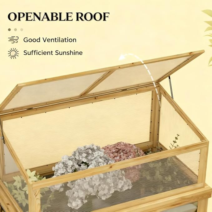 Raised Garden BedWooden Cold Frame Planter with Lean to GreenhouseRaised GFlower Bed Kit