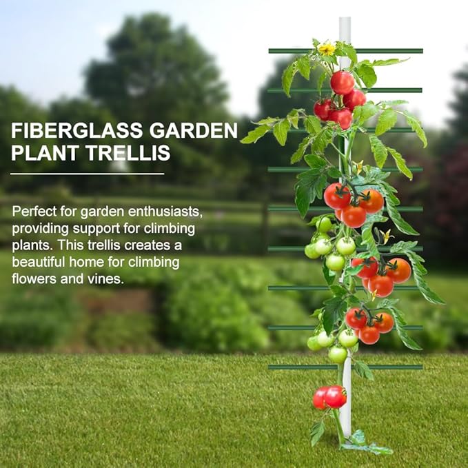 Agfabric 7ft Garden Trellis for Climbing Plants Outdoor U Tower Trellis with 9 Arms (each 2ft) Fiberglass Plant Support Trellis for Fruits Tomatoes Cucumber Plants U Cross-section (7ft*2ft1pack)