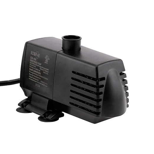 EcoPlus Eco 396 Water Pump Fixed Flow Submersible Or Inline For Aquariums Ponds Fountains &amp Hydroponics - UL Listed 396 GPH Black