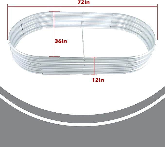 2 Pack 6x3x1Ft Outdoor Metal Raised Garden Bed Flower Oval Floor Planting Box Garden Bed Flowers for Planting Vegetables Herbs Flowers