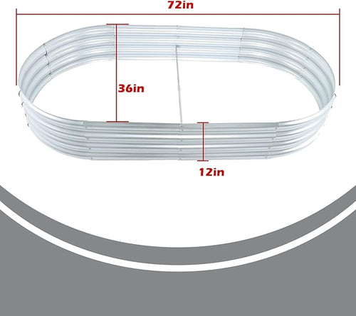2 Pack 6x3x1Ft Outdoor Metal Raised Garden Bed Flower Oval Floor Planting Box Garden Bed Flowers for Planting Vegetables Herbs Flowers