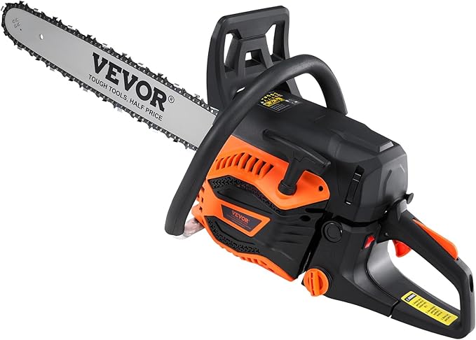 VEVOR Gas Chainsaw 52CC 2-Cycle Gasoline Powered Chainsaw 18 Inch Handheld Cordless Petrol Chain Saws For Forest Wood Garden and Farm Cutting Use