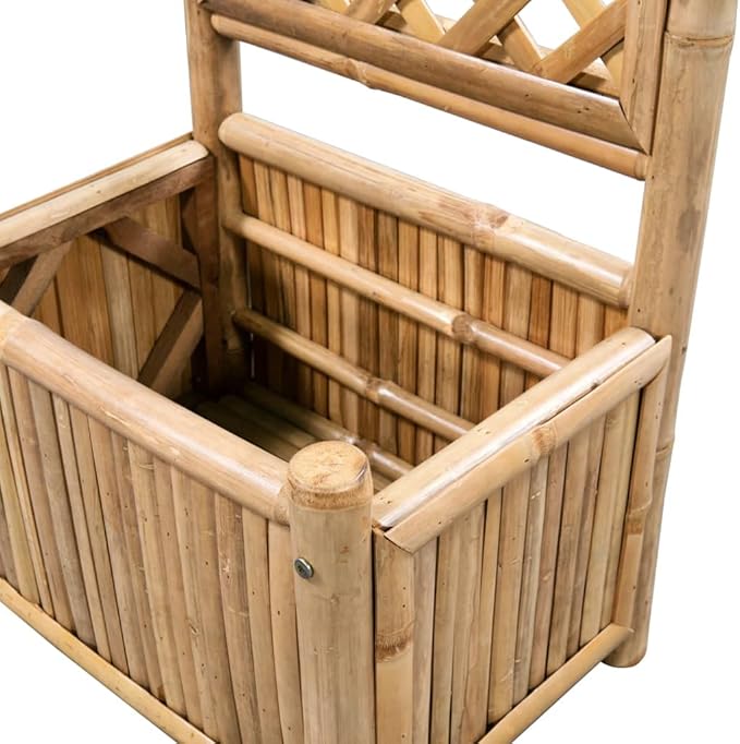 vidaXL - Bamboo Garden Raised Bed with Trellis - Climbing Plant Planter - Brown Rectangular - Outdoor Patio/Deck
