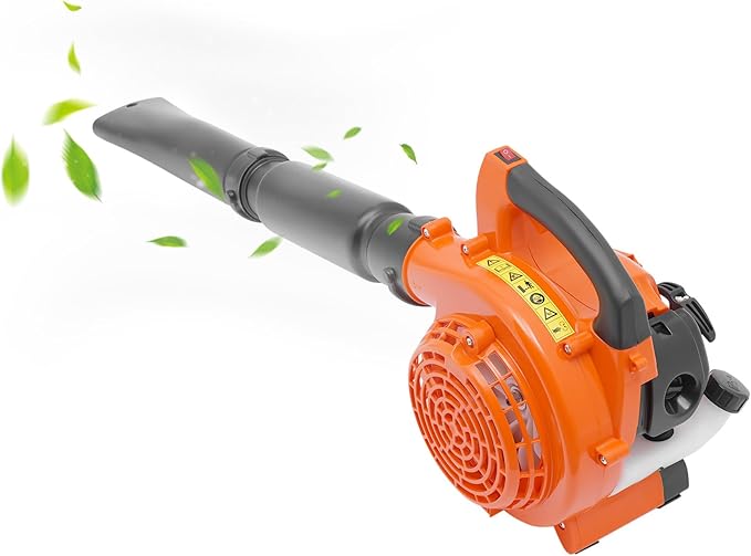 26CC Leaf Blower 2 Stroke Handheld Leaf Blower Gas Powered Leaf Blower 360CFM Air Volume Gas Blower Leaf Ideal for Lawn Care Snow Removal and Road Cleaning - Orange