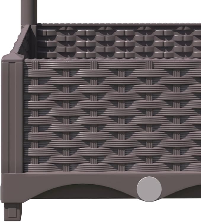 vidaXL Garden Planter with Trellis Brown Outdoor Polypropylene 47.2X47.2X47.8 in Perfect for Climbing Plants Matte Finish Ideal for Balconies Patios and Gardens Raised Bed Flower Box Plant Pot