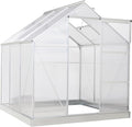 Outsunny 6' x 6' Hobby Greenhouse Walk-in Polycarbonate Hot House Kit with Aluminum Frame Sliding Door Roof Vent Silver